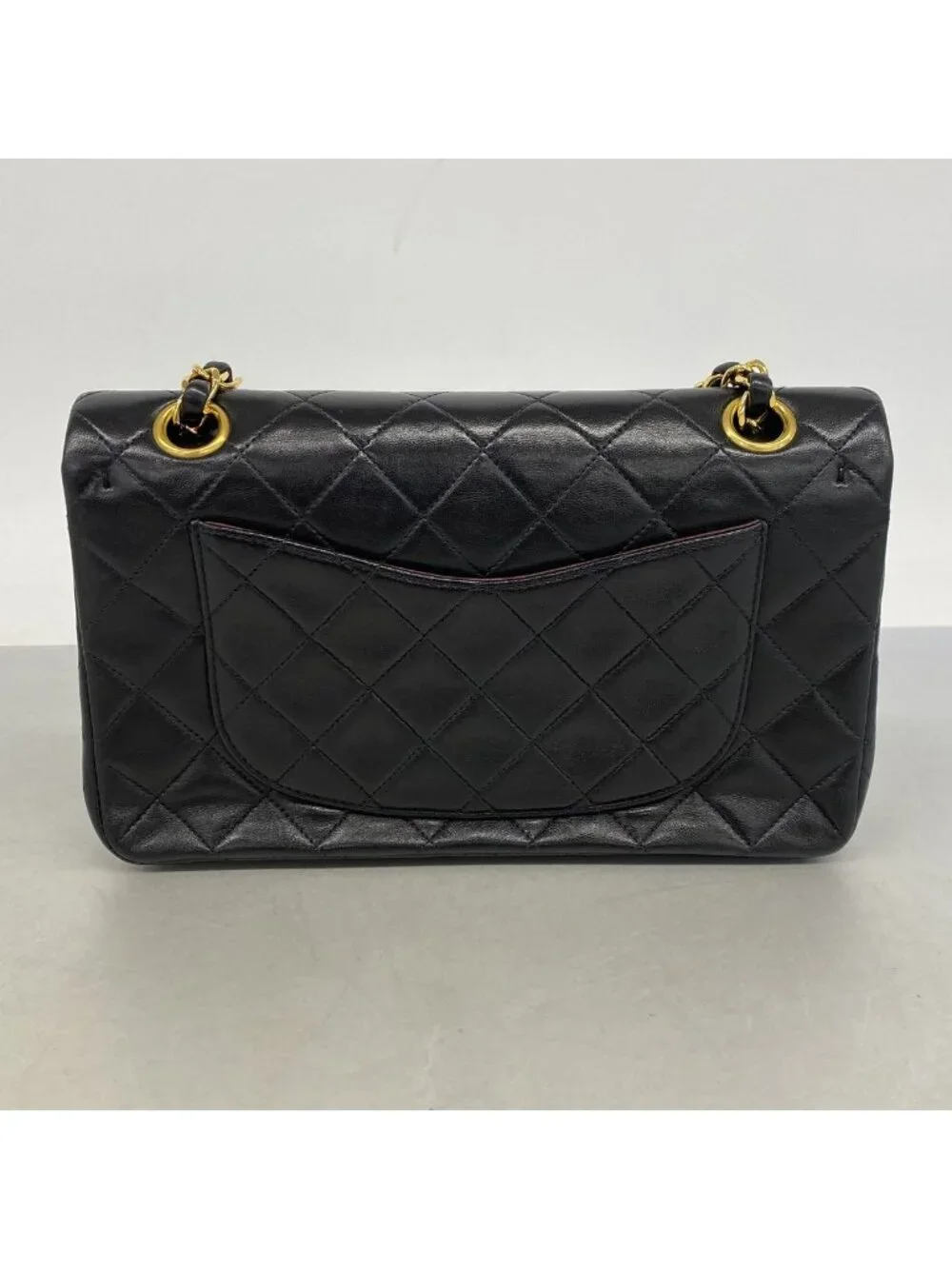 Chanel Shoulder Bag Quilted Lambskin Black Gold